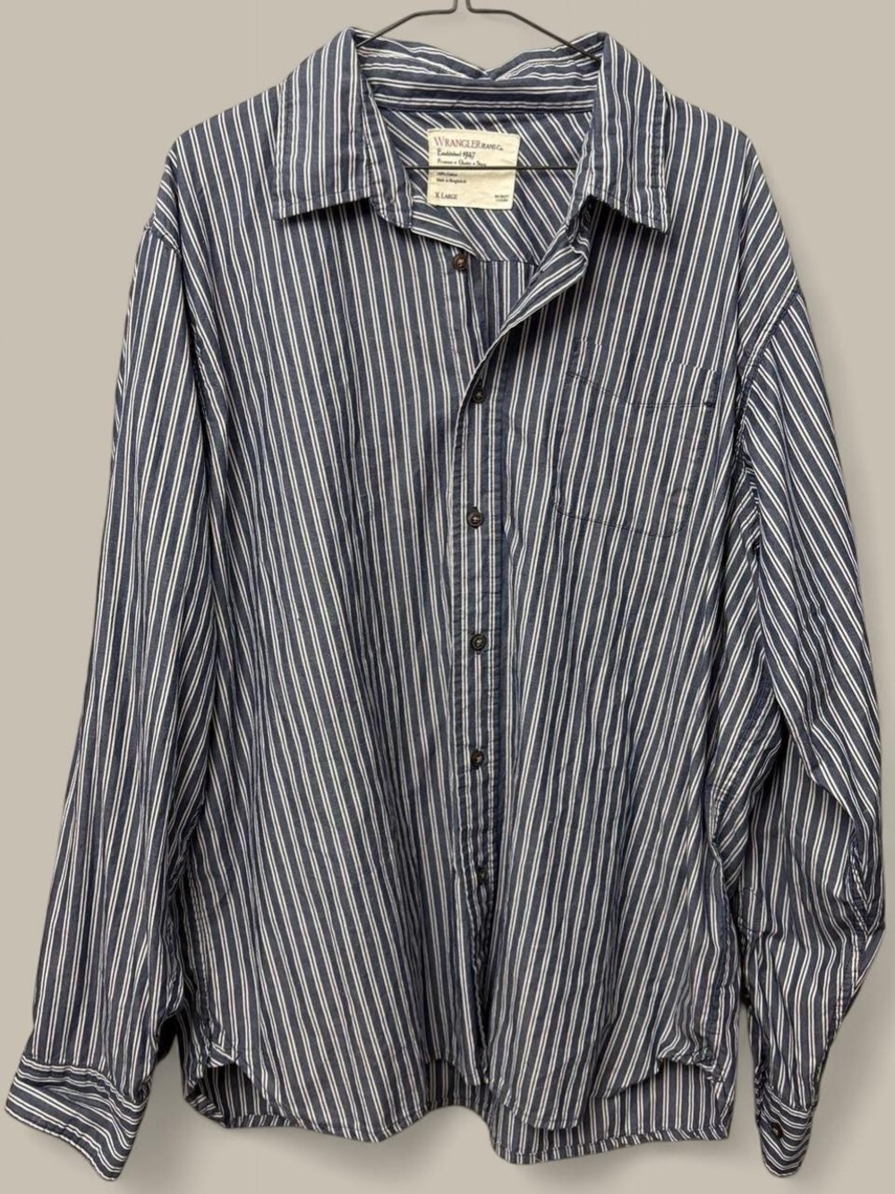 Wrangler Blue and White Striped Men's Shirt